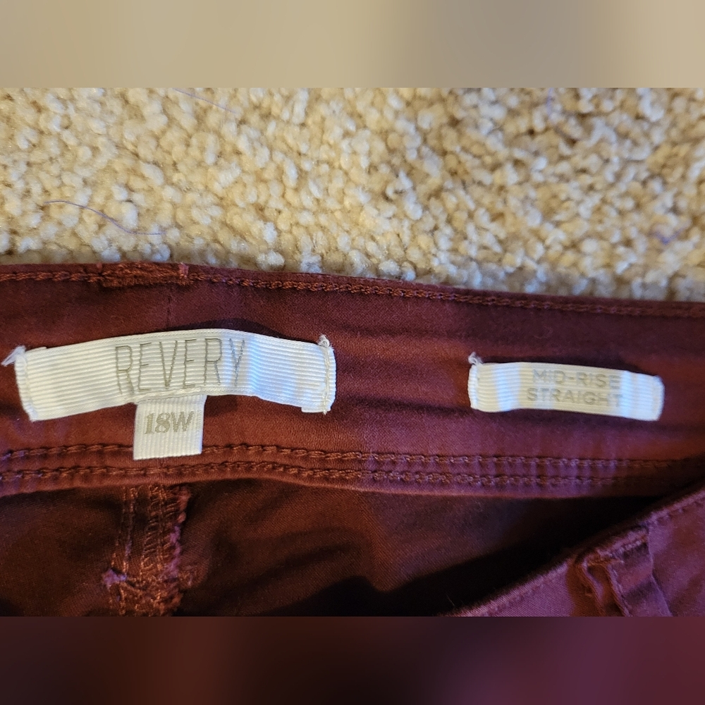 Revelry Women's Burgundy Straight Leg Jeans - Picture 2 of 6